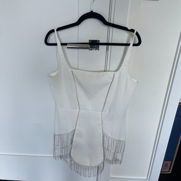 ZEYNEP TOSUN White Shiny Stone Rhinestone Dress, Size US 6 - Picture 7 of 11